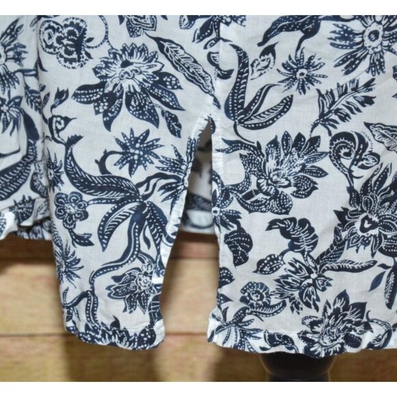 Lands End Tunic Dress Cover Up Womens M Shift Cotton Tropical Floral Navy White - Picture 5 of 11